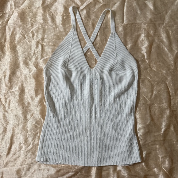 Energie Tops - VTG Energie White Ribbed Knit Halter Top